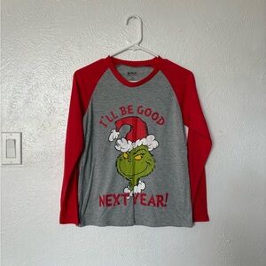 Dr. Seuss Red and Gray Grinch Pajama Top